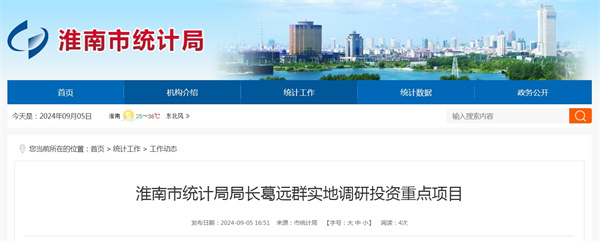 淮南市統(tǒng)計局局長葛遠群實地調研投資重點項目